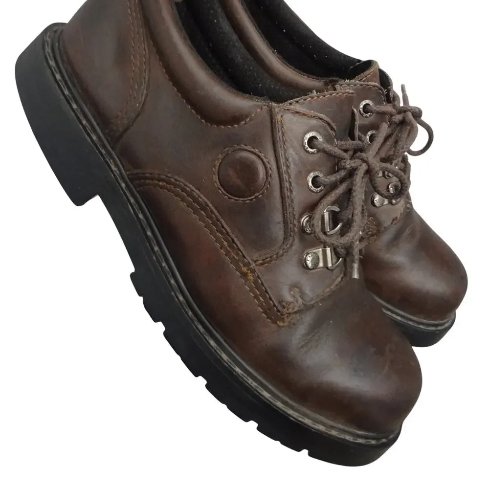 Vintage 90s Earth Shoe Brown Leather Platform Oxford Chunky Mens 9 Grunge Lug